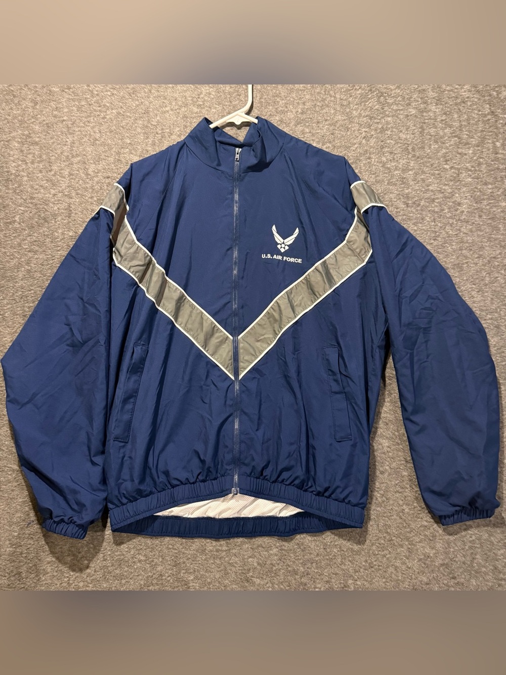 US Air Force Windbreaker Jacket Mens Adult Small Full Zip Blue Lightweight Nice!